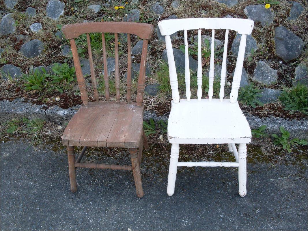 Circa 1920 Set of 2 Children's chairs _pic shows 4 all hardwood_heavy construction _probably made of ash