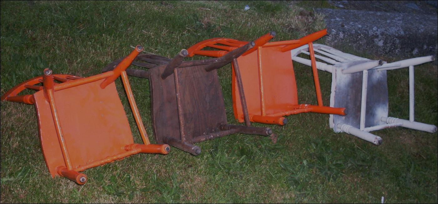 Circa 1920 Set of 2 Children's chairs _pic shows 4 all hardwood_heavy construction _probably made of ash
