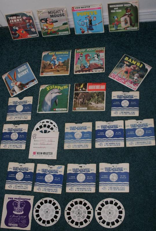 Collector's Collection HUGE LOT of Vintage Viewmaster Round Disc Slides _Mighty Mouse Circa 1958 Terrytoons CBS Television + more