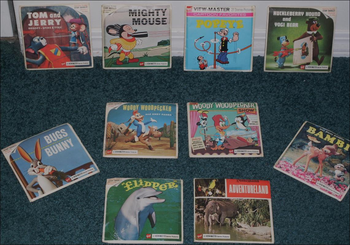 Collector's Collection HUGE LOT of Vintage Viewmaster Round Disc Slides _Mighty Mouse Circa 1958 Terrytoons CBS Television + more