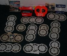 2 Viewmasters and Lot of Round Disc Viewmaster Reels _Slides Circa 1955-1985 includes 3 Reels A-TEAM; 2 Reels Meet Jim Henson's Muppets etc