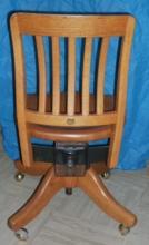 World Famous KRUG Furniture Co. 1/4 Cut or Tigers Eye SOLID OAK Swivel STENO MISSION Office Chair. Beautiful Original Condition