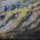 Original Oil Painting American / CANADIAN ART _Signed: Jack Lee McLean_Title: Cowboy Standing by his Horse in Back Hills. in Excellent Original Condition.