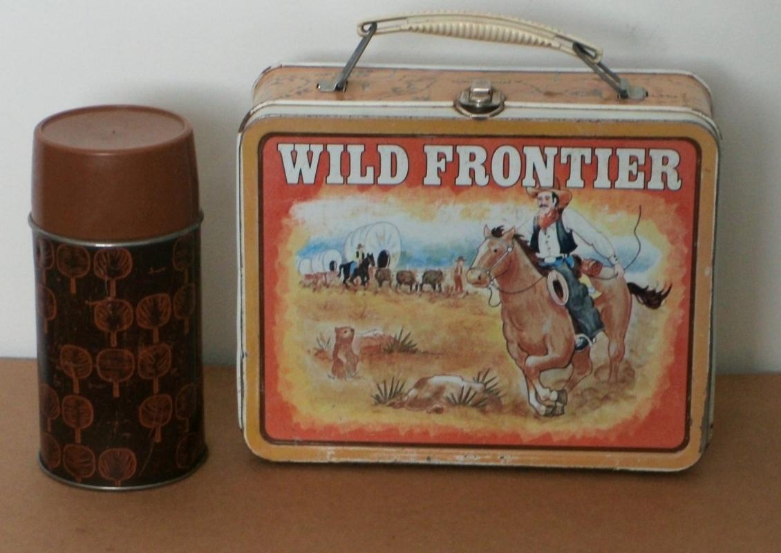 WILD FRONTIER Go West Metal Lunch Box OHIO ART USA + Thermos