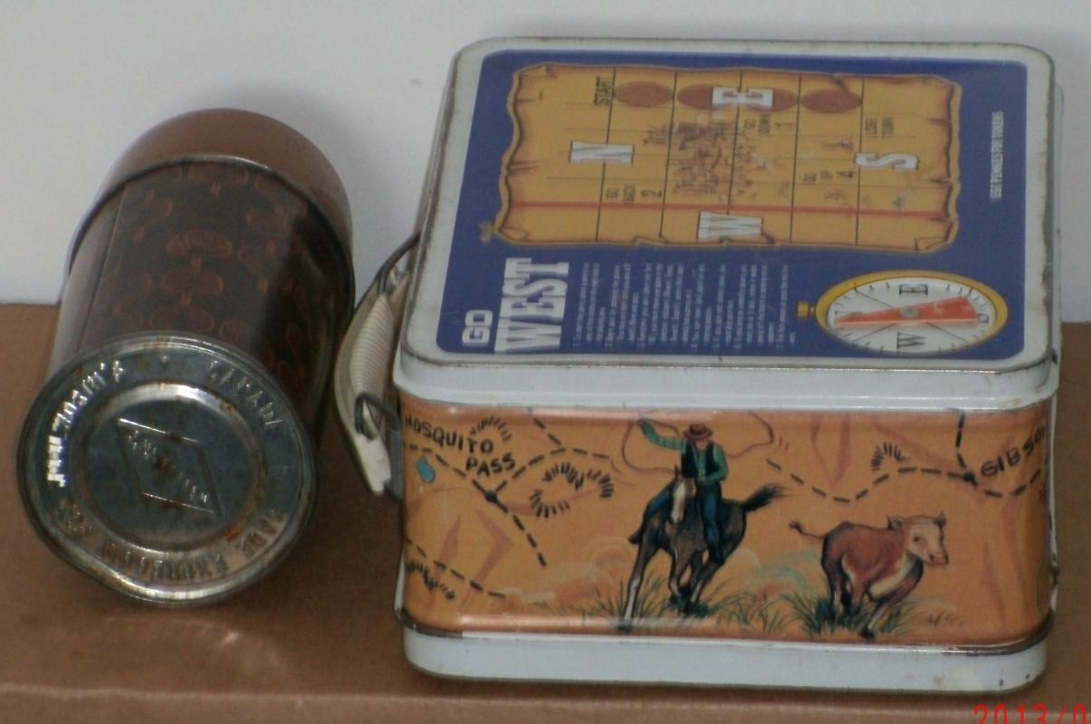 WILD FRONTIER Go West Metal Lunch Box OHIO ART USA + Thermos