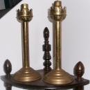 6 Pcs. Antique Cathedral CHURCH CANDLE STICKS Matching Pair Spring Loaded _France + 1 Hand Held + Glass Candle + 3 Candles