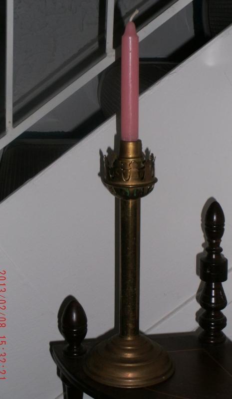 6 Pcs. Antique Cathedral CHURCH CANDLE STICKS Matching Pair Spring Loaded _France + 1 Hand Held + Glass Candle + 3 Candles