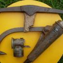 Miners Mining Artifacts Tools Peavey + Pick + Justrite Cap Lamp