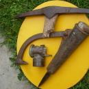 Miners Mining Artifacts Tools Peavey + Pick + Justrite Cap Lamp
