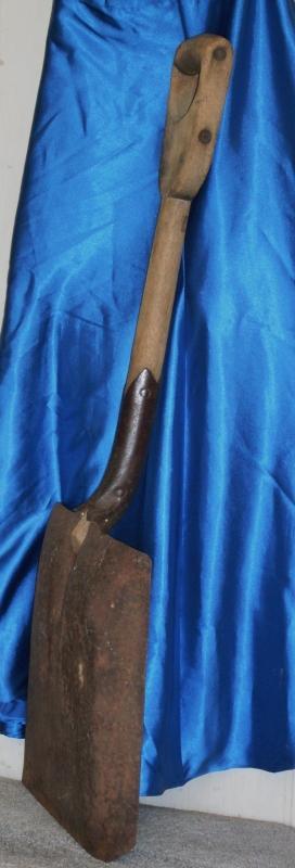 Antique COAL MINER'S Shovel with D shaped Wooden Handle _Shovel STAMPED T_ coal mining