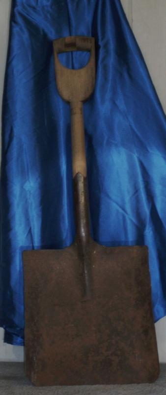 Antique COAL MINER'S Shovel with D shaped Wooden Handle _Shovel STAMPED T_ coal mining