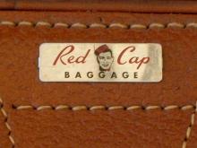 1950's-60's RED CAP ALL GENUINE LEATHER LUGGAGE Bag Suitcase