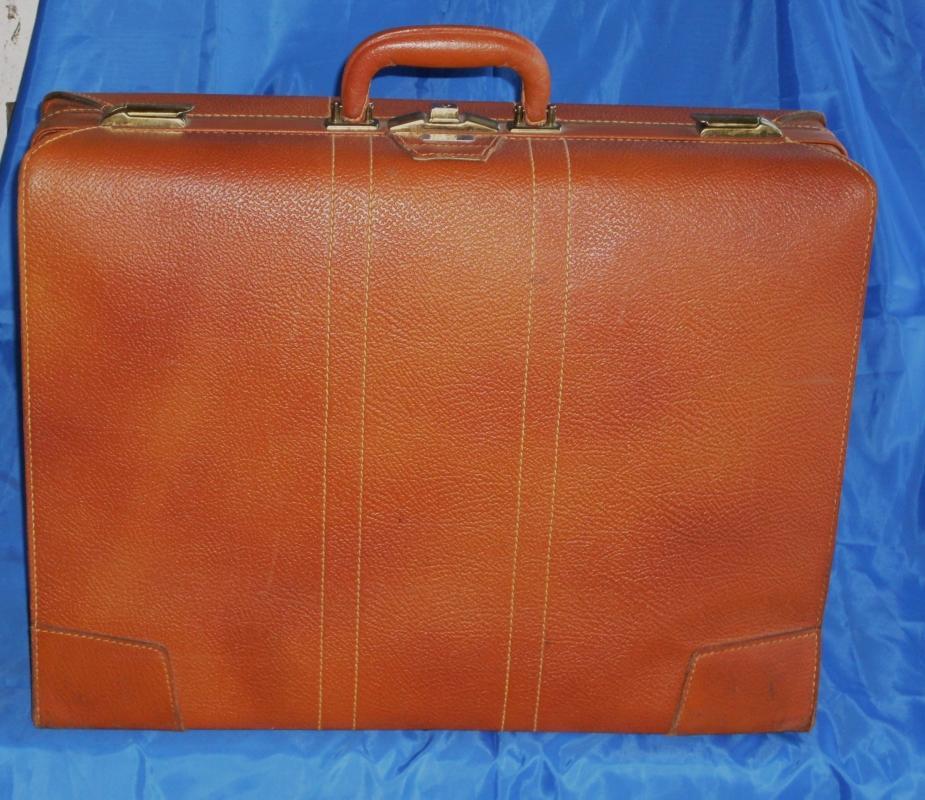 1950's-60's RED CAP ALL GENUINE LEATHER LUGGAGE Bag Suitcase