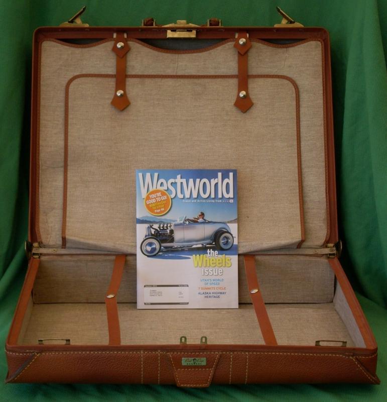 1950's-60's RED CAP ALL GENUINE LEATHER LUGGAGE Bag Suitcase