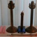 6 Pcs. Antique Cathedral CHURCH CANDLE STICKS Matching Pair Spring Loaded _France + 1 Hand Held + Glass Candle + 3 Candles