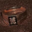 10K GOLD Ring LETTER H ( screw holding letter ) on Black Alaskan Diamond _Quality old Ring Nice Condition