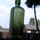 c 1848 - 1880 New York importer UDOLPHO WOLFE'S SCHIEDAM AROMATIC SCHNAPPS Size 20.32cm X 5.715cm Mottled Green primitive Nice Condition