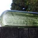 c 1848 - 1880 New York importer UDOLPHO WOLFE'S SCHIEDAM AROMATIC SCHNAPPS Size 20.32cm X 5.715cm Mottled Green primitive Nice Condition