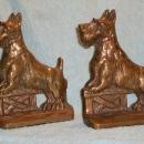 Arts n Crafts SCOTTY DOG SOLID BRONZE BOOKENDS ...Scotty Dog resting on Fence NO DAMAGE