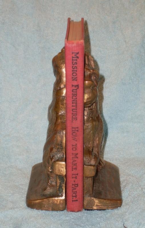 Arts n Crafts SCOTTY DOG SOLID BRONZE BOOKENDS ...Scotty Dog resting on Fence NO DAMAGE