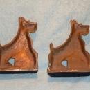 Arts n Crafts SCOTTY DOG SOLID BRONZE BOOKENDS ...Scotty Dog resting on Fence NO DAMAGE
