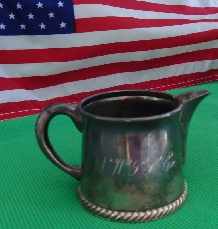 USA HISTORICAL ARTIFACT _ N.W.S.S. NORTH WESTERN STEAM SHIP Co. _ Silver Creamer _Circa 1894