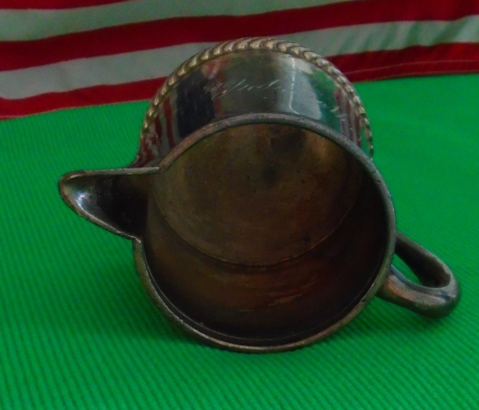 USA HISTORICAL ARTIFACT _ N.W.S.S. NORTH WESTERN STEAM SHIP Co. _ Silver Creamer _Circa 1894