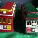 1950s PRESSED TIN metal FRICTION TOY CABLE CAR San Francisco #512 Japan AND vintage #28 Cable Car San Francisco