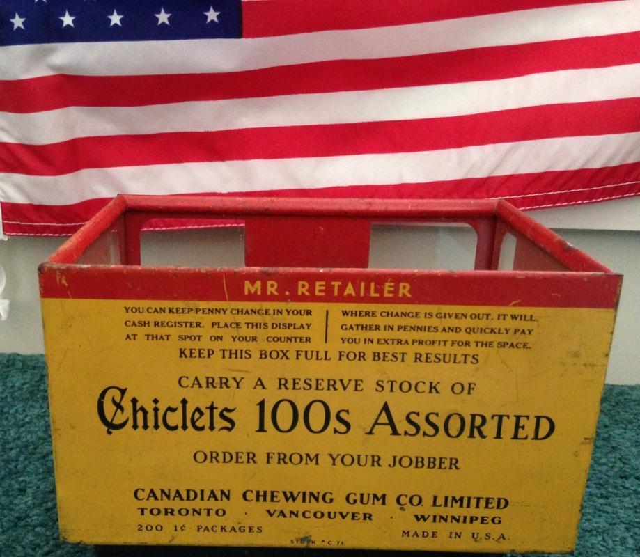 1920's CHICLETS GUM ADVERTISING Store Counter Display Case