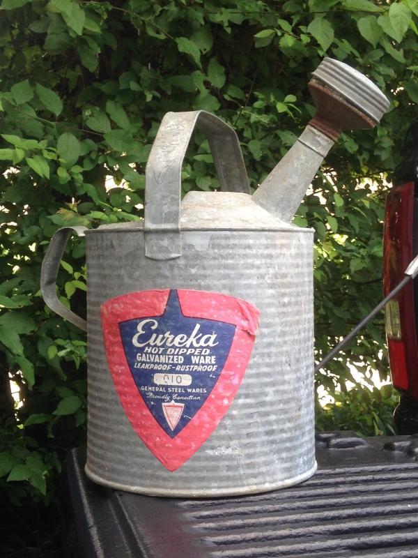 ITS THE PAPER ADVERTISING LABEL that is INTACT...Galvanized Water Can Collectible_ NO DAMAGE to Watering Can