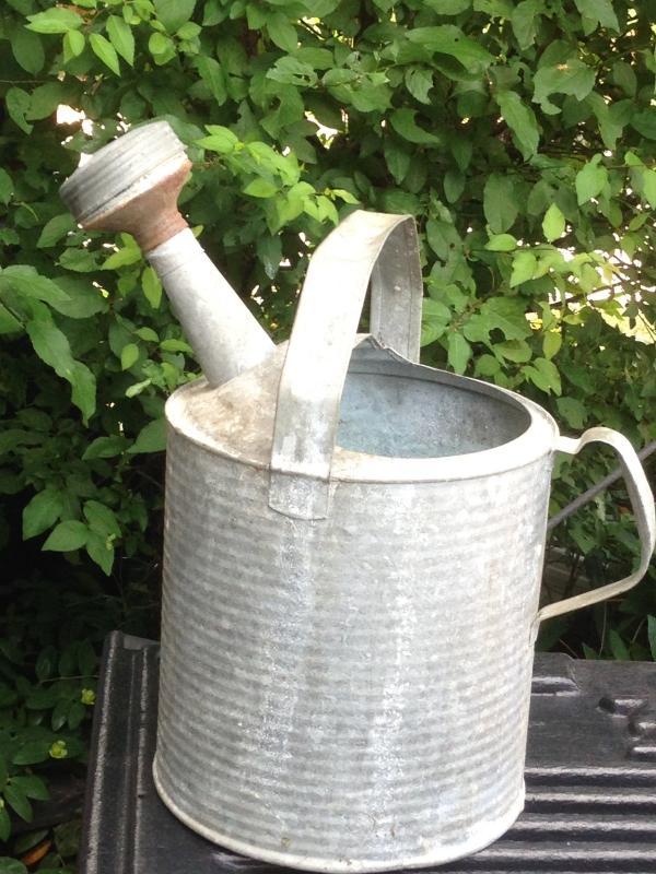 ITS THE PAPER ADVERTISING LABEL that is INTACT...Galvanized Water Can Collectible_ NO DAMAGE to Watering Can
