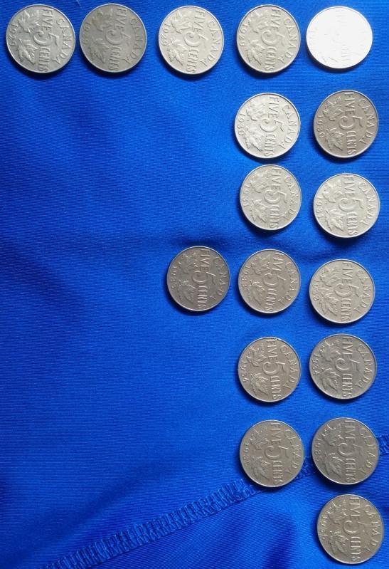 1923 - 1936 AU CANADA NICKEL 5 CENT COIN CANADIAN _LOT of 21 100% PURE NICKEL COINS_ from ESTATE COLLECTION