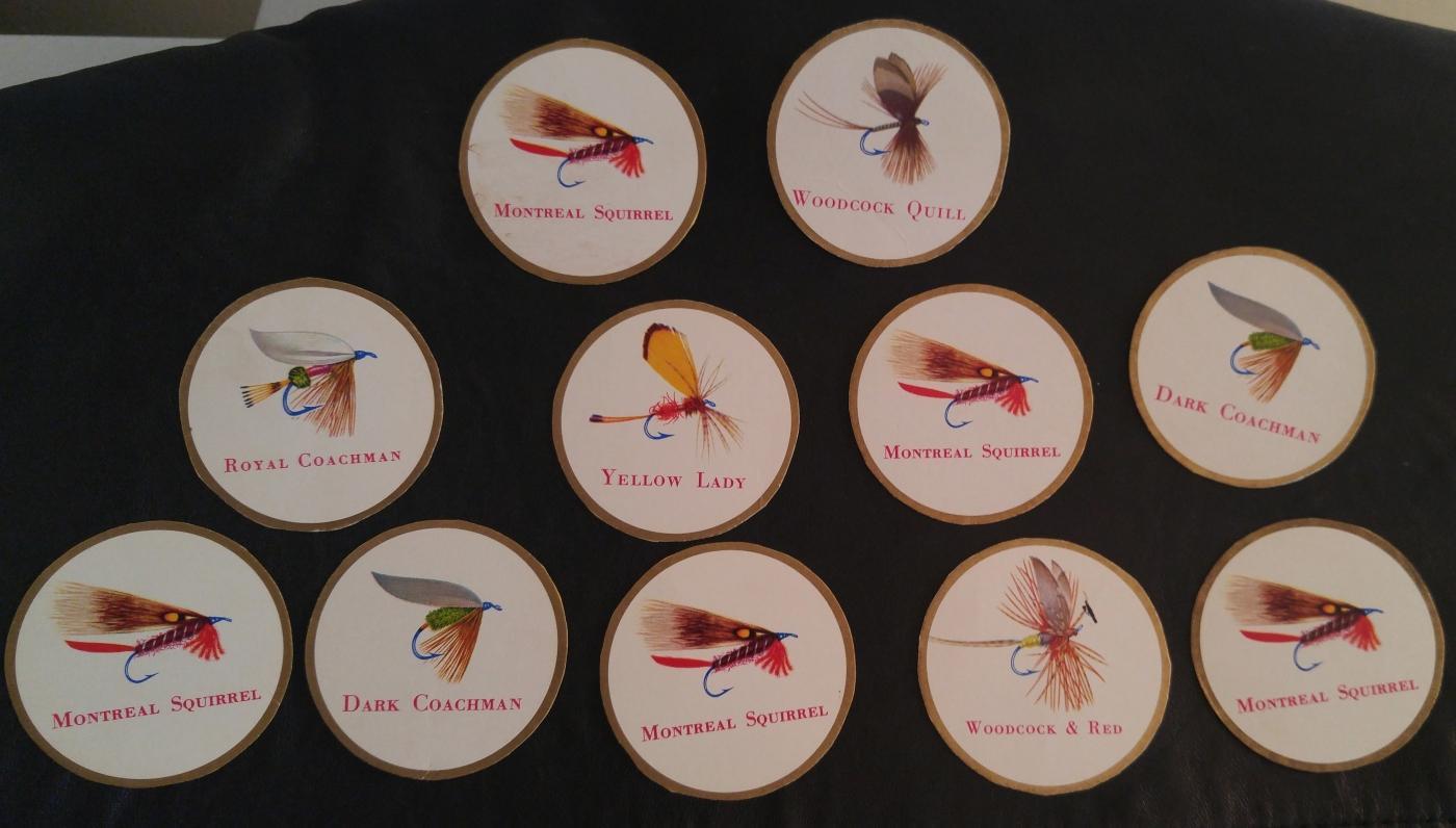 RARE FIND ! 1950's 60's _43 pcs LOT SPORTSMAN CIGARETTE flies Fly Fishing _off cig panels. Mount in your choice of Picture Frame. Great Fishing Decor