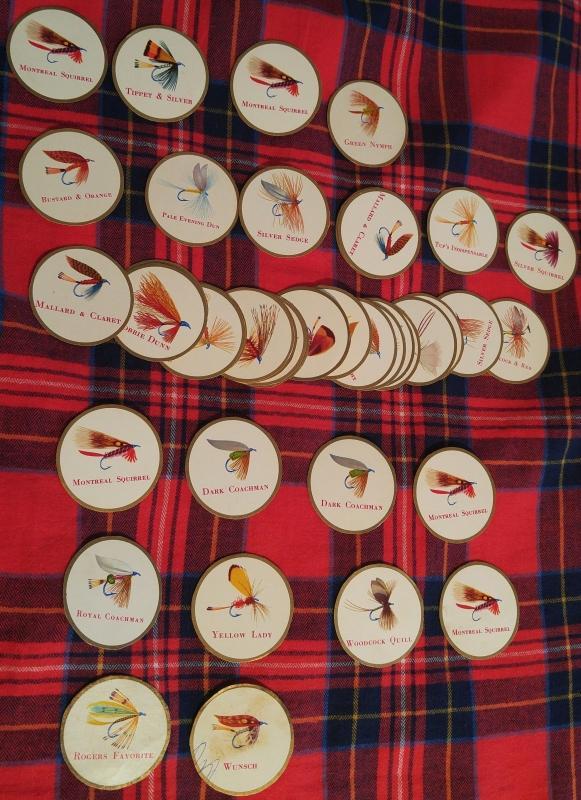 RARE FIND ! 1950's 60's _43 pcs LOT SPORTSMAN CIGARETTE flies Fly Fishing _off cig panels. Mount in your choice of Picture Frame. Great Fishing Decor