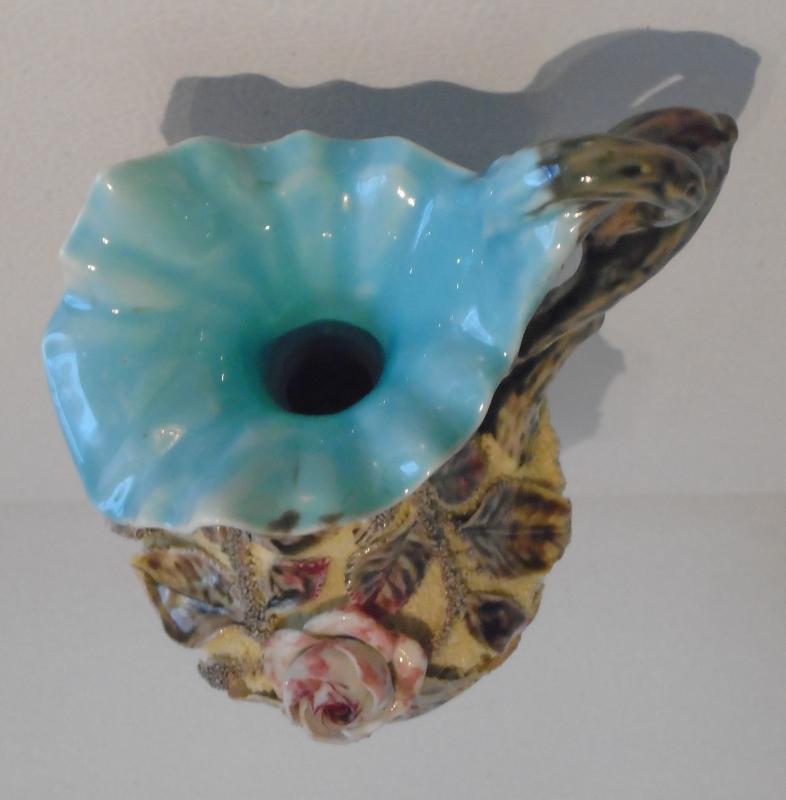 Antique MAJOLICA POTTERY Ewer / JUG on Pedestal Base. The Skill of Craftsman Just Beautiful ~ Circa 1890's
