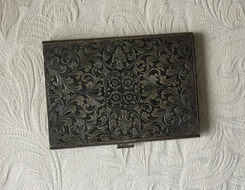 HEAVY SILVER 163g _ Beautiful incised scribed Ornate CIGARETTE CASE. Circa 1930s _ Italian Silversmith_800 Mark_ Makers Mark_ NO DAMAGE