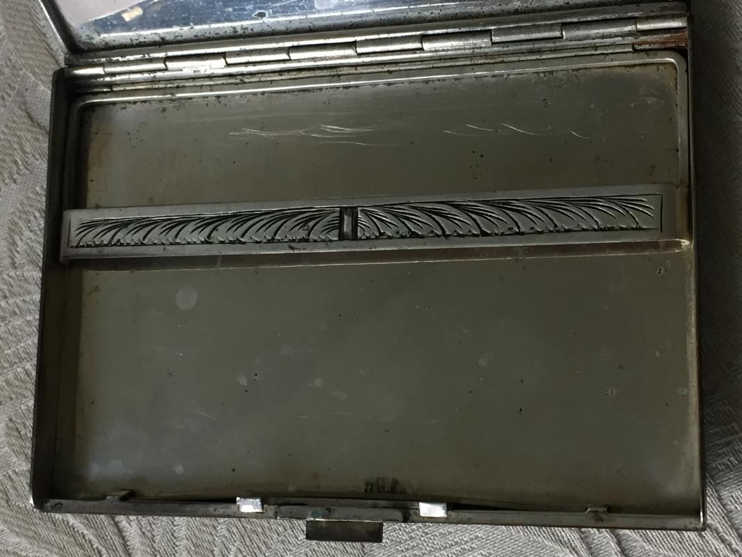 HEAVY SILVER 163g _ Beautiful incised scribed Ornate CIGARETTE CASE. Circa 1930s _ Italian Silversmith_800 Mark_ Makers Mark_ NO DAMAGE
