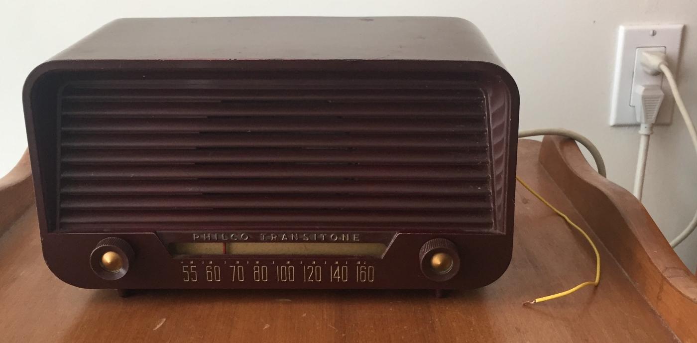 SERVICED C1940s WWll era Bakelite PHILCO TRANSITONE Farm Tube Radio