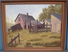 ORIGINAL ART_old Canada Country Original Oil Painting Circa 1960 Signed R.G. POWELL in Excellent Condition. Canadian Farm Scene. FREE SHIPPING on this artwork Limited Time