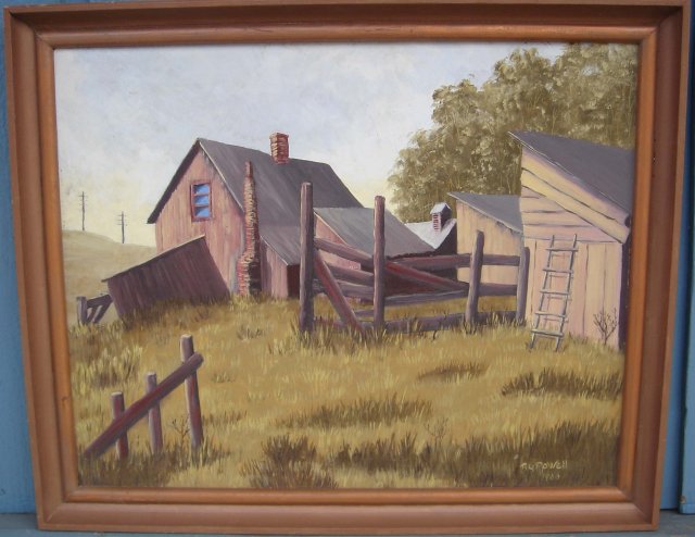 ORIGINAL ART_old Canada Country Original Oil Painting Circa 1960 Signed R.G. POWELL in Excellent Condition. Canadian Farm Scene.
