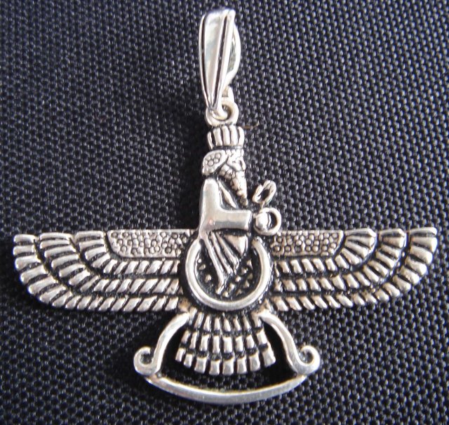 Sterling Silver ZOROASTRIANISM PENDENT Hitties Persian Empires Origins Buzzard with Sultan Mythology _NO SALES TAXES to USA + NO SALES TAXES to CANADA