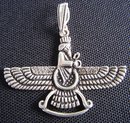 Sterling Silver ZOROASTRIANISM PENDENT Hitties Persian Empires Origins Buzzard with Sultan Mythology _NO SALES TAXES to USA + NO SALES TAXES to CANADA
