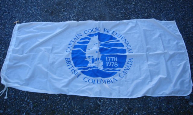 NAUTICAL Vintage Flag British Columbia Canada Captain Cook Bi-Centennial 1778-1978 Mint Condition Quality Large 36