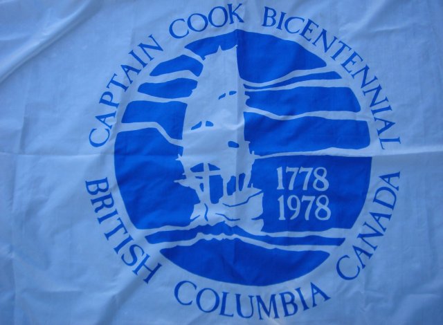NAUTICAL Vintage Flag British Columbia Canada Captain Cook Bi-Centennial 1778-1978 Mint Condition Quality Large 36