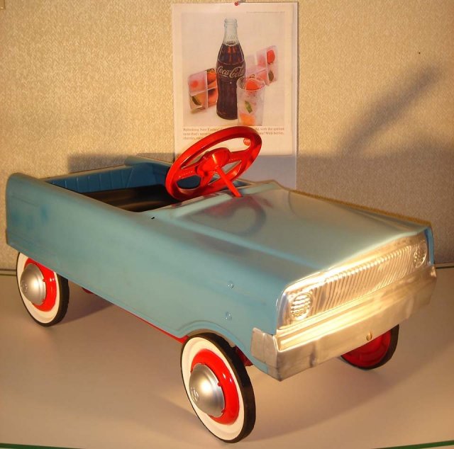 A BEAUTIFUL Birthday GIFT _Child's Toy Pedal Car Steel Body ORIGINAL RUBBER TIRES and Rubber Pedals Restored Makes Beautiful Gift Way Finished OR ADD NEW DECALS to Create BABY T-BIRD