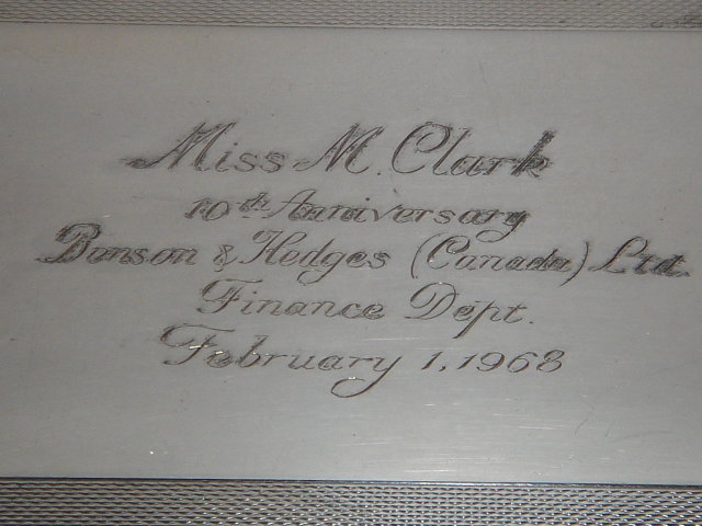 SILVER Cigarette Box Bensen Hedges Presentation 1968_stamped epns