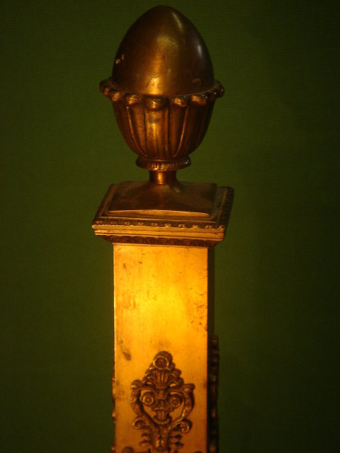 Antique__ LARGE 30 INCHES TALL__ ~~~ SOLID BRASS Ornate Andirons __BRITISH COLUMBIA , CANADA __Nanaimo Heritage Home Excellent Condition_NO SALES TAXES