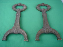 MISSION ___ARTS-N-CRAFTS BRONZE Style finish on Cast Iron STAMPED with Makers Mark Andirons Fireplace Decor