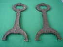 MISSION ___ARTS-N-CRAFTS BRONZE Style finish on Cast Iron STAMPED with Makers Mark Andirons Fireplace Decor