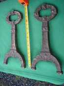 MISSION ___ARTS-N-CRAFTS BRONZE Style finish on Cast Iron STAMPED with Makers Mark Andirons Fireplace Decor
